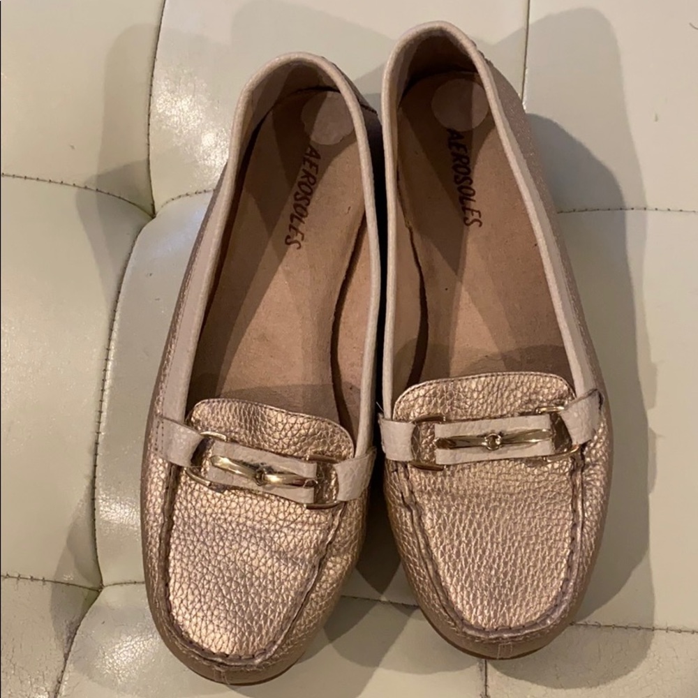 AEROSOLES MANUSCRIPTS MOC METALLIC LOAFERS 8